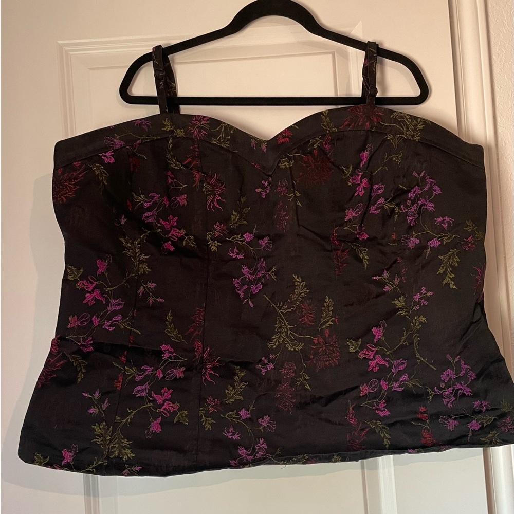 Vintage Torrid Black Floral Corset Top.